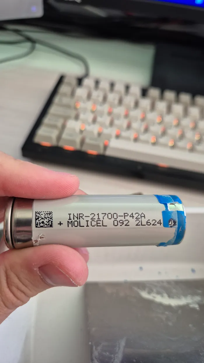 The battery is built from the same kind of cells as the home battery, one checked at a time.