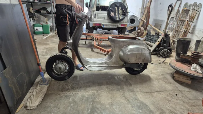 Rolling on its own wheels for the first time.