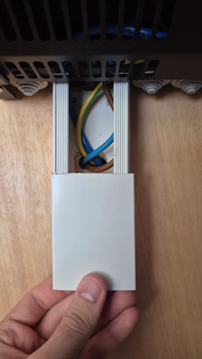 Its input and output wiring before the cover was fitted.