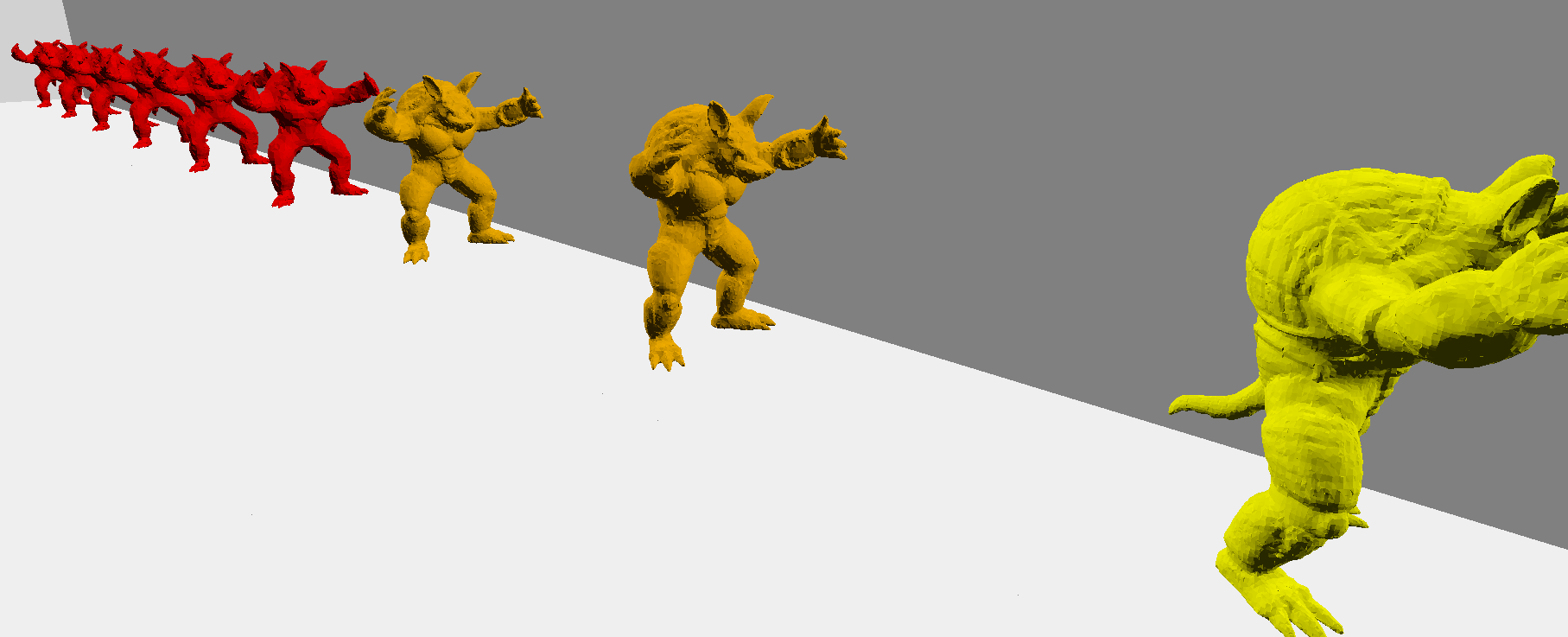 Rendering with time-critical LOD selection based on distance